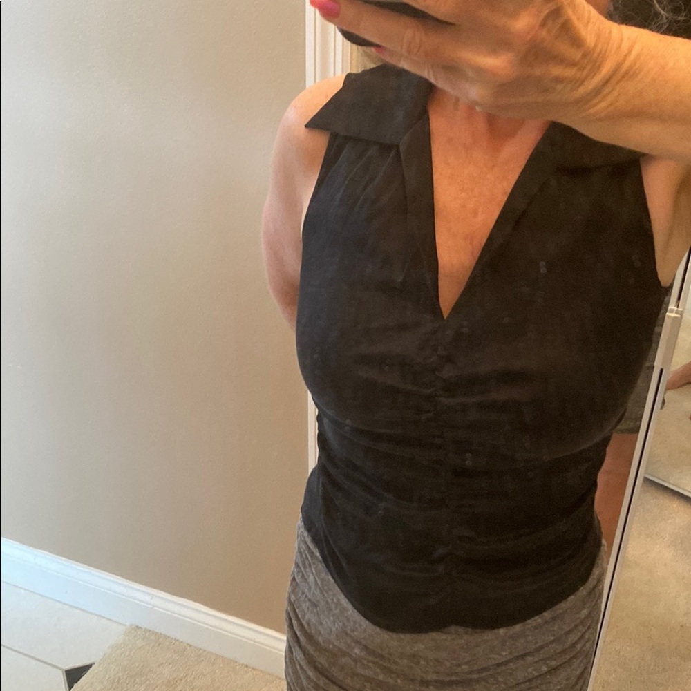 Karen Kane vintage silk Black Sleeveless Fitted Blouse, 6